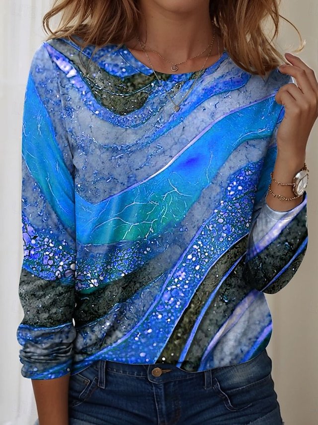 Vintage Striped Crew Neck Long Sleeve T-shirt