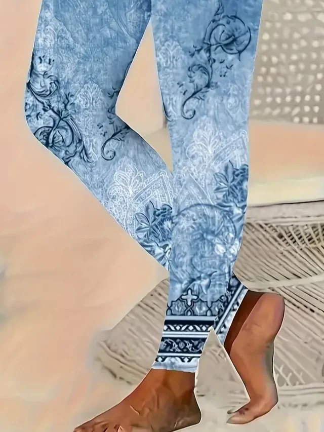 Women Floral Casual All Season Printing Long Leggings