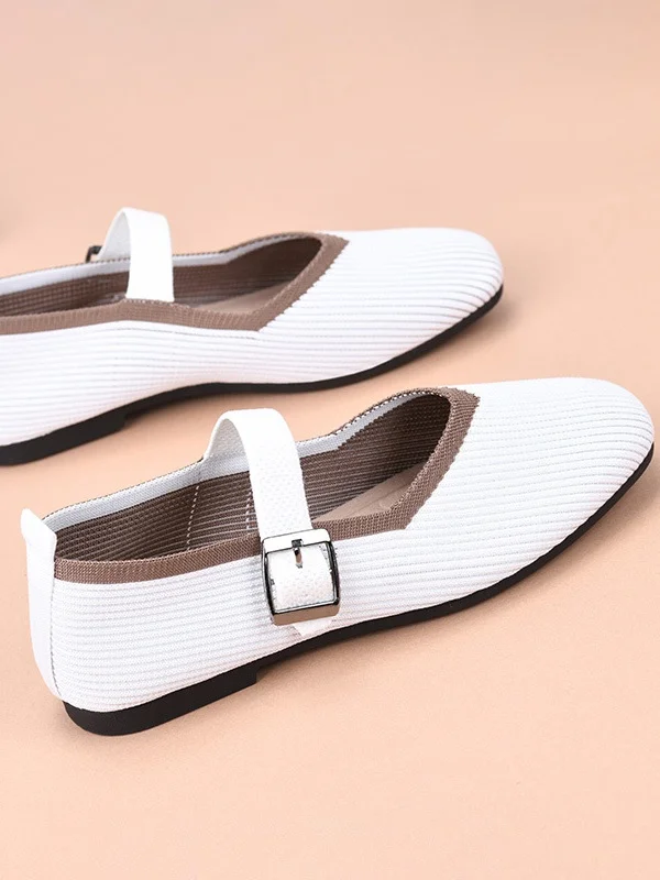 Casual Color Block Breathable Lace-Up Flat Heel Shallow Shoes Split Joint