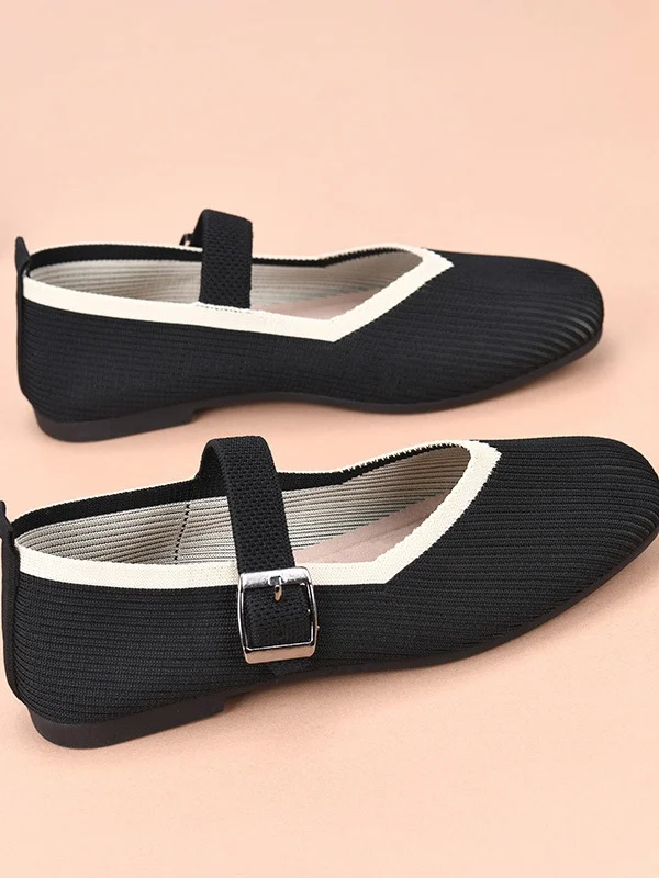 Casual Color Block Breathable Lace-Up Flat Heel Shallow Shoes Split Joint