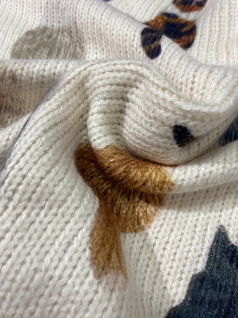 Women Knitted Cat Long Sleeve Comfy Vintage Cardigan