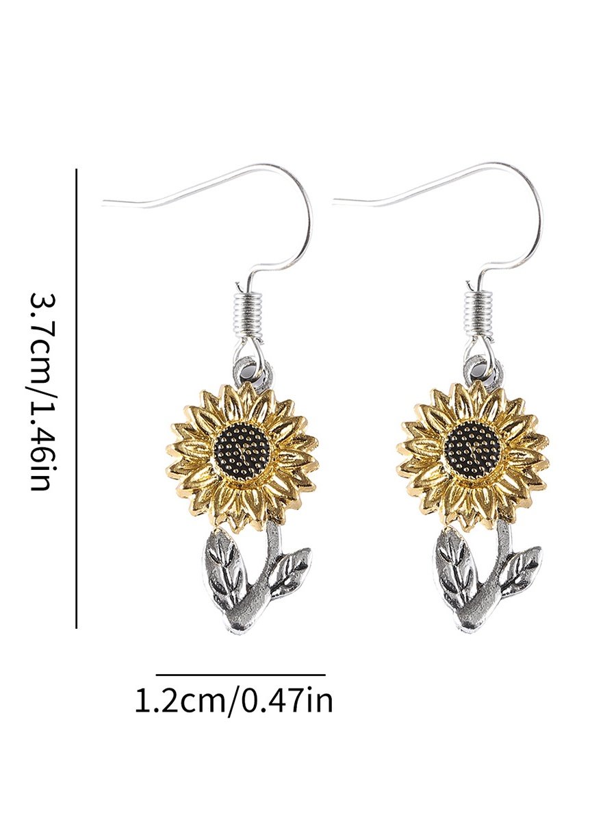 Retro Simple Sunflower Earrings Pendant Women Fashion Popular Bohemian Plant Flower Earrings