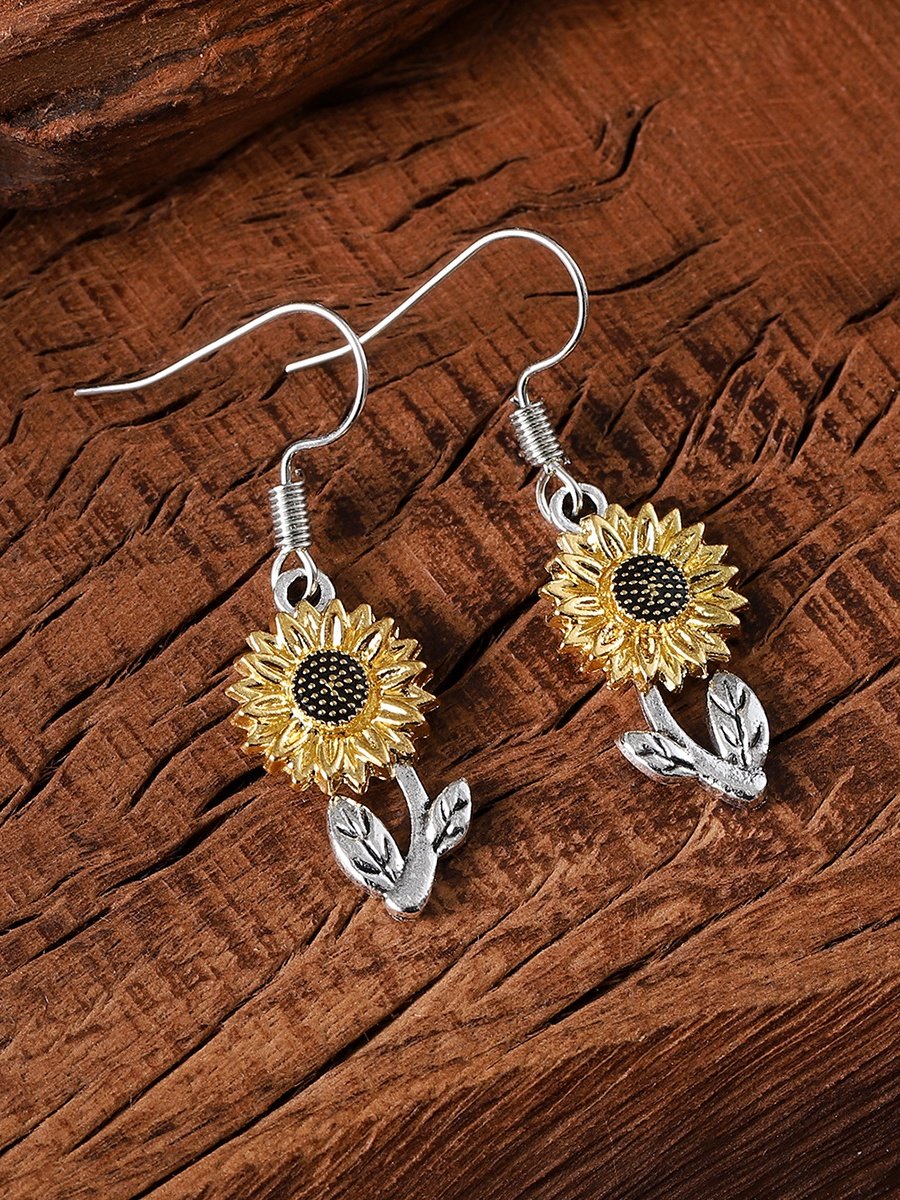 Retro Simple Sunflower Earrings Pendant Women Fashion Popular Bohemian Plant Flower Earrings