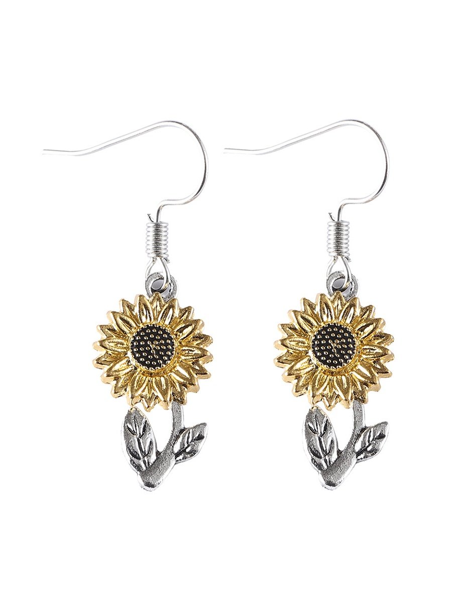 Retro Simple Sunflower Earrings Pendant Women Fashion Popular Bohemian Plant Flower Earrings