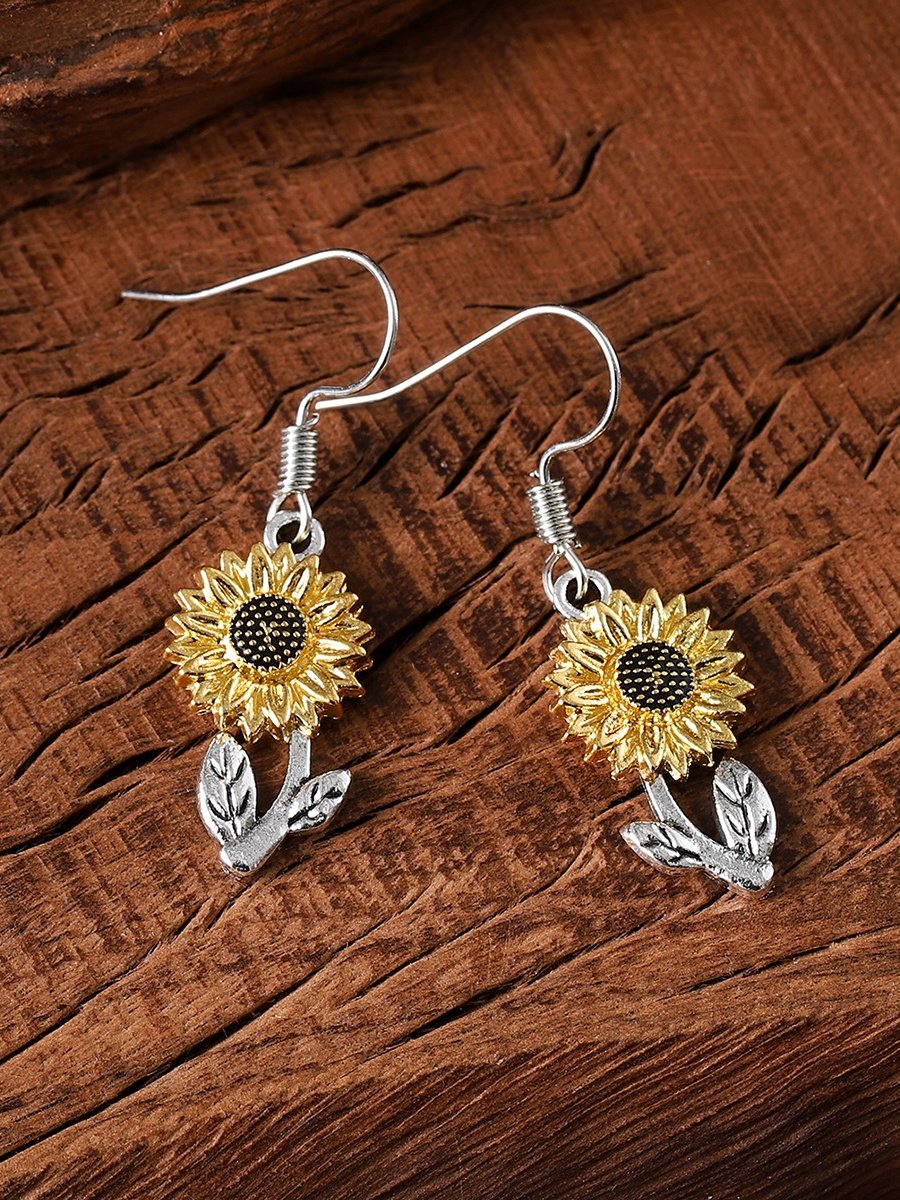 Retro Simple Sunflower Earrings Pendant Women Fashion Popular Bohemian Plant Flower Earrings