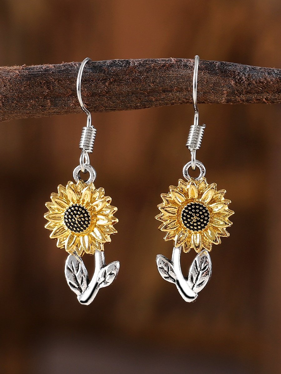 Retro Simple Sunflower Earrings Pendant Women Fashion Popular Bohemian Plant Flower Earrings