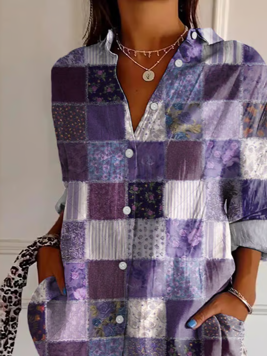 Shirt Collar Regular Sleeve Long Sleeve Floral Buckle Regular Loose Button Up Shirt Shirt For Women