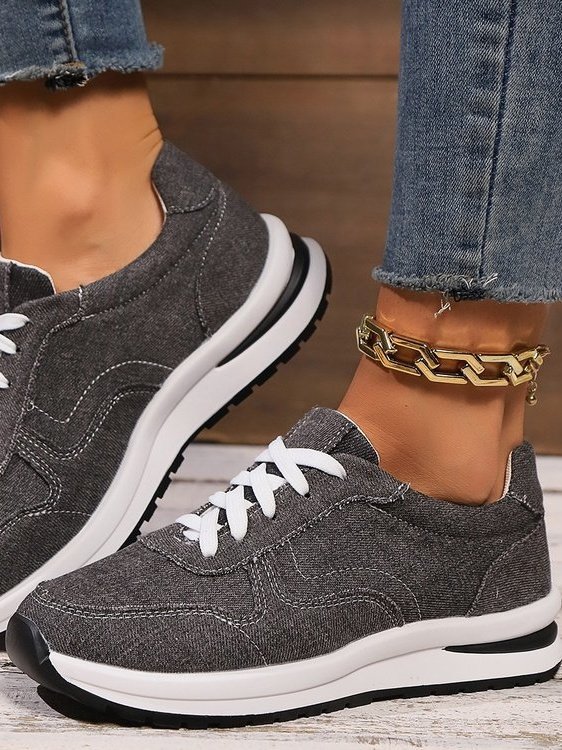 Casual Plain Breathable Lace-Up Low Heel Cortez Split Joint