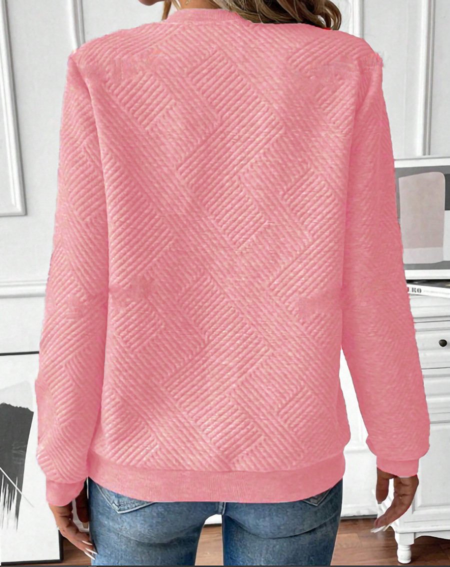 Casual V Neck Plain Sweatshirt