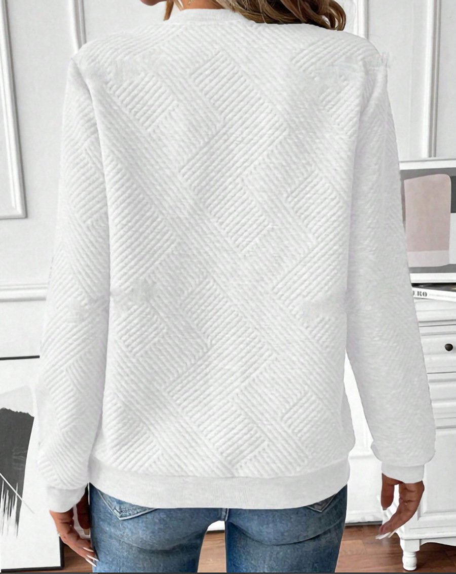 Casual V Neck Plain Sweatshirt