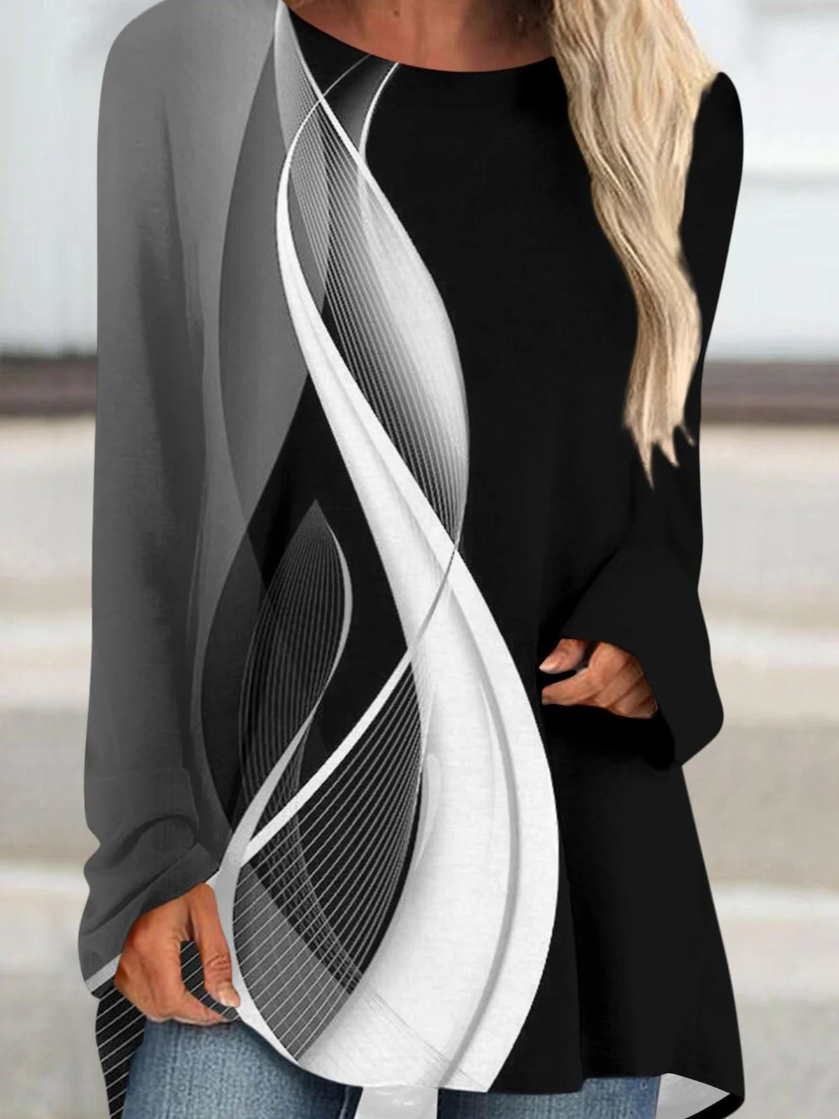 Vintage Striped Crew Neck Long Sleeve T-shirt