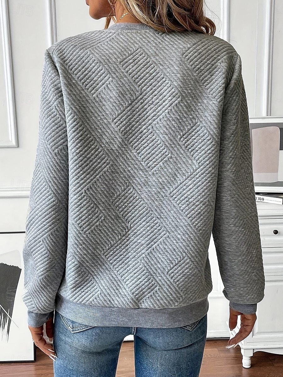 Casual V Neck Plain Sweatshirt
