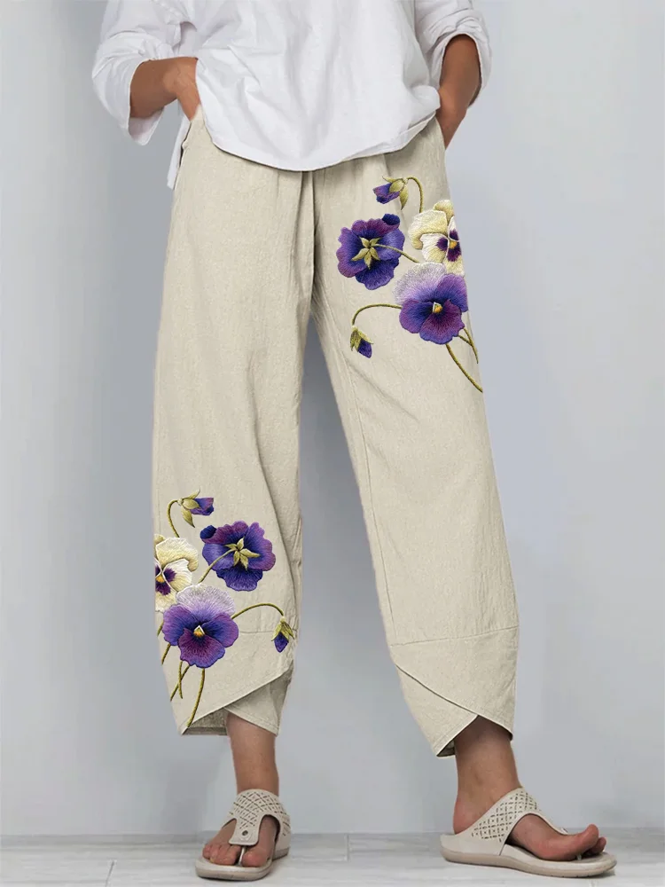 Women Floral Ankle Pants Pants Casual Spring/Fall Trousers