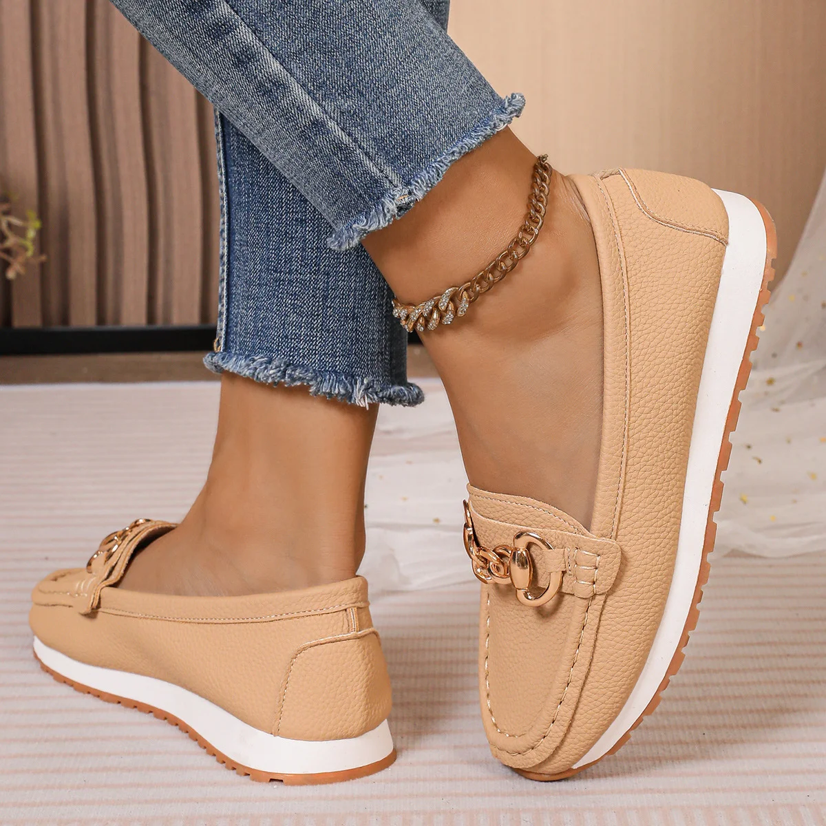 Vintage Plain Slip On Flat Heel Slip On