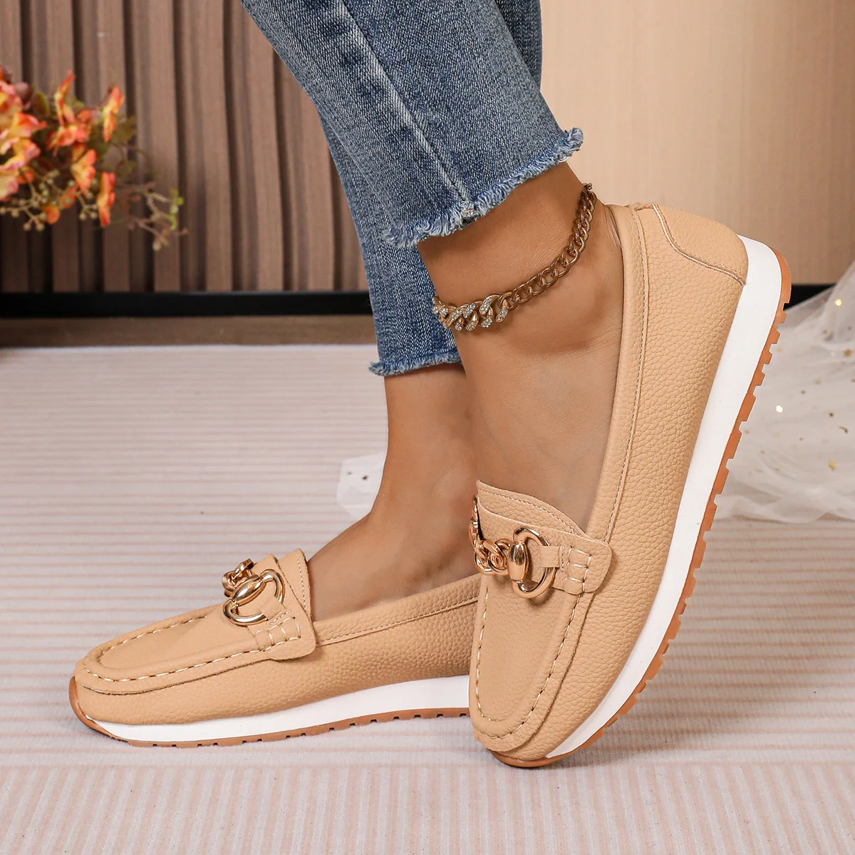 Vintage Plain Slip On Flat Heel Slip On