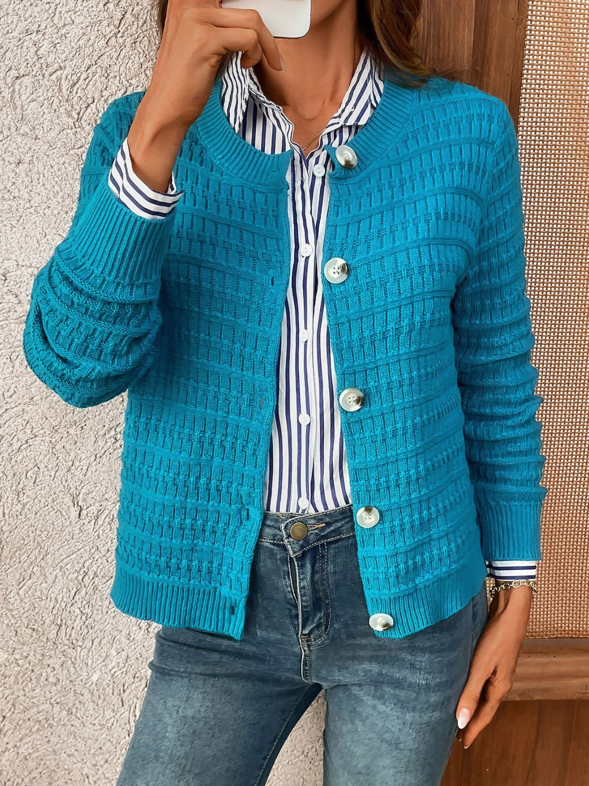 Women Plain Long Sleeve Comfy Casual Cardigan