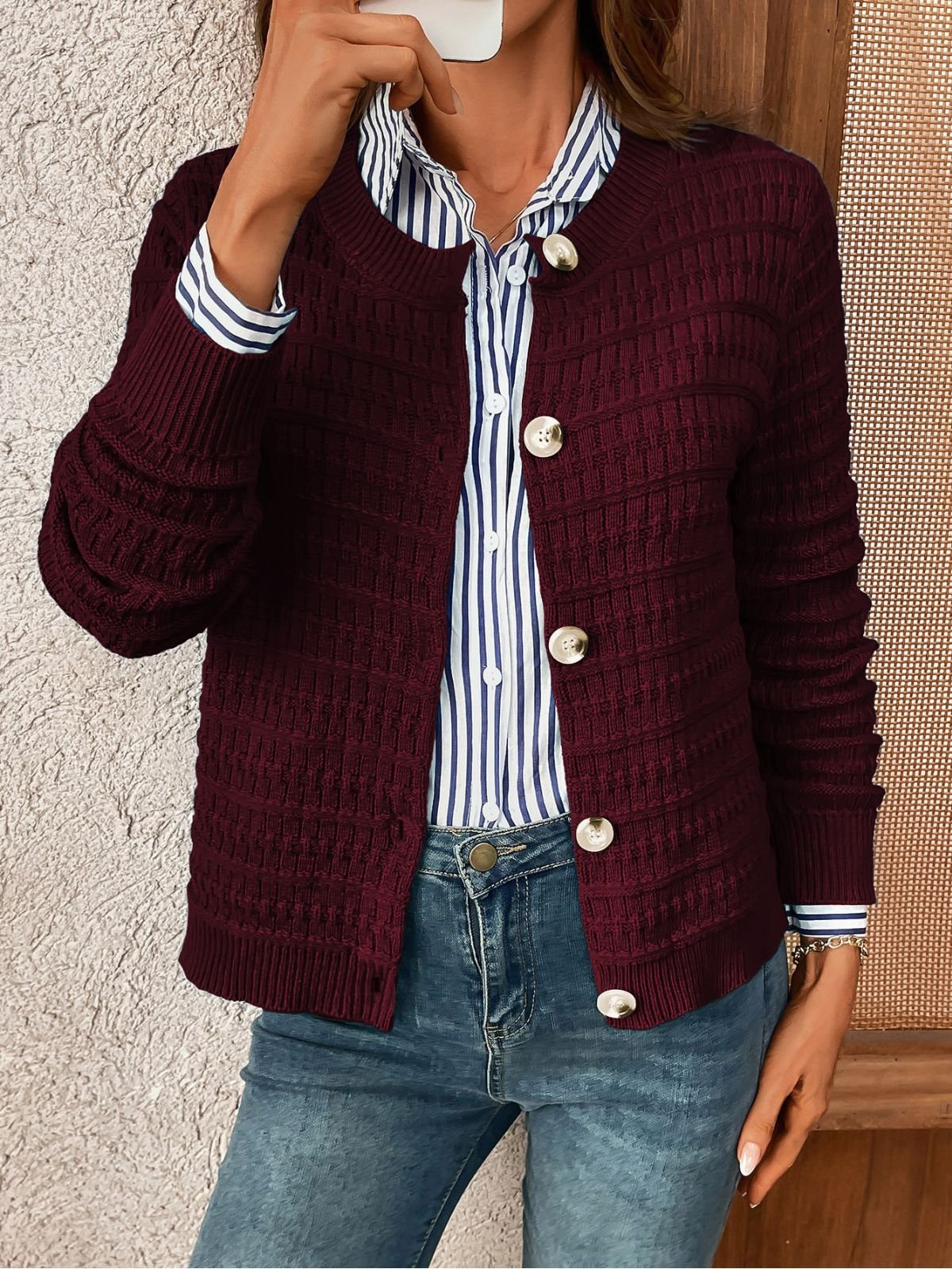 Women Plain Long Sleeve Comfy Casual Cardigan