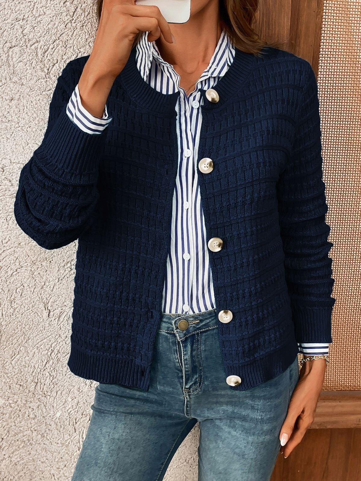 Women Plain Long Sleeve Comfy Casual Cardigan