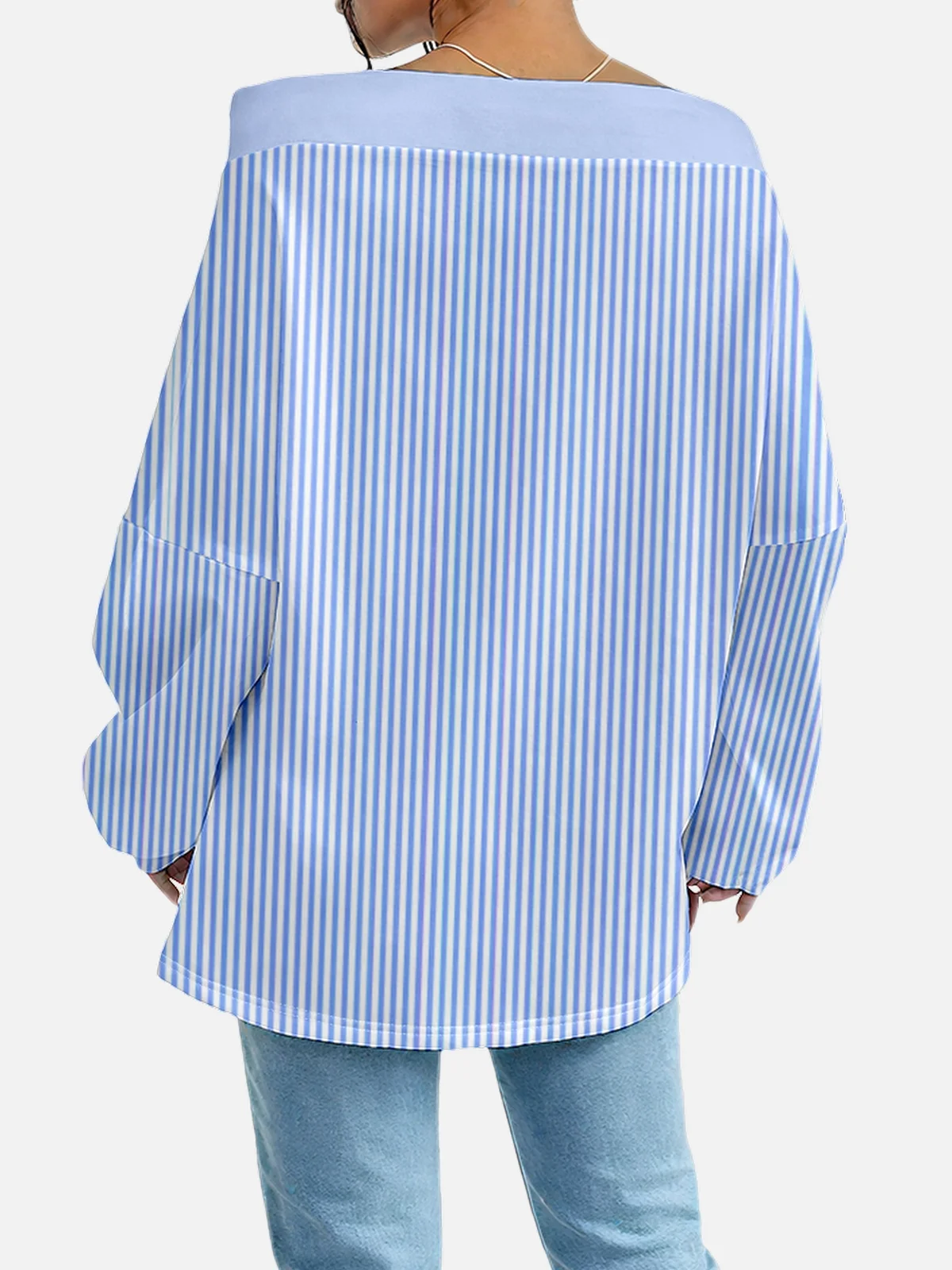 Casual Off The Shoulder Striped Sweatshirt