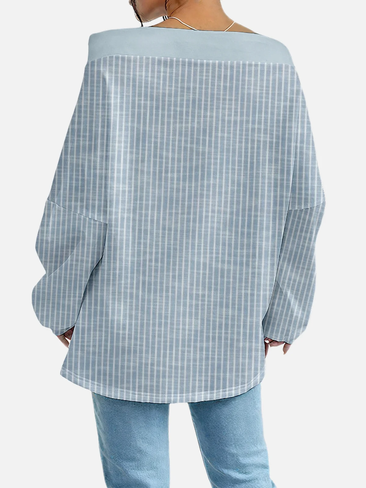 Casual Off The Shoulder Striped Sweatshirt