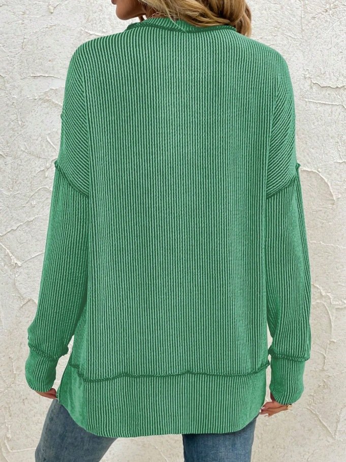 Casual Crew Neck Plain Sweatshirt