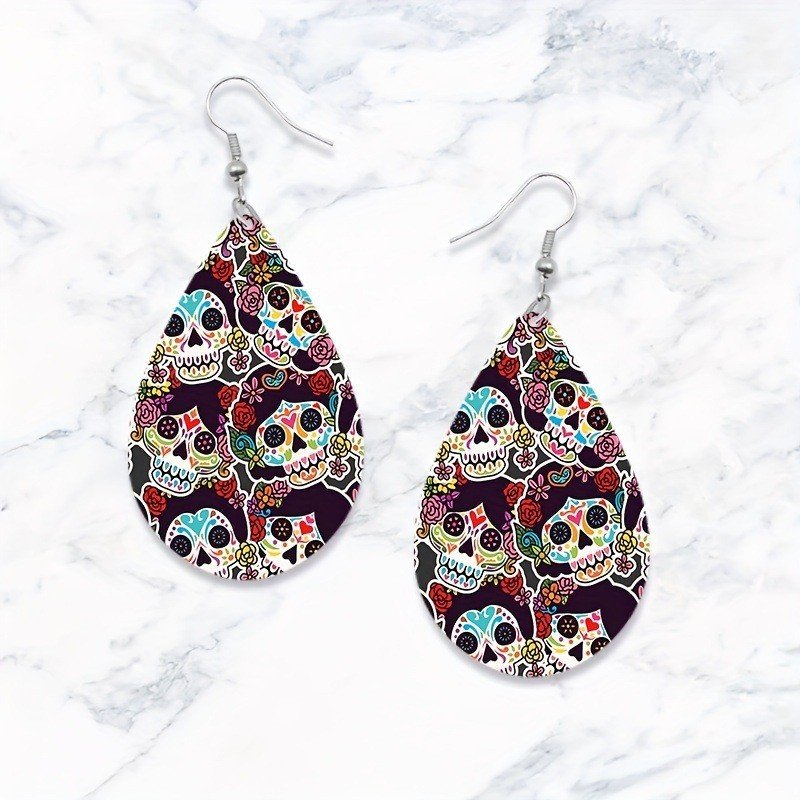 Skull Acrylic 2D Halloween Earrings