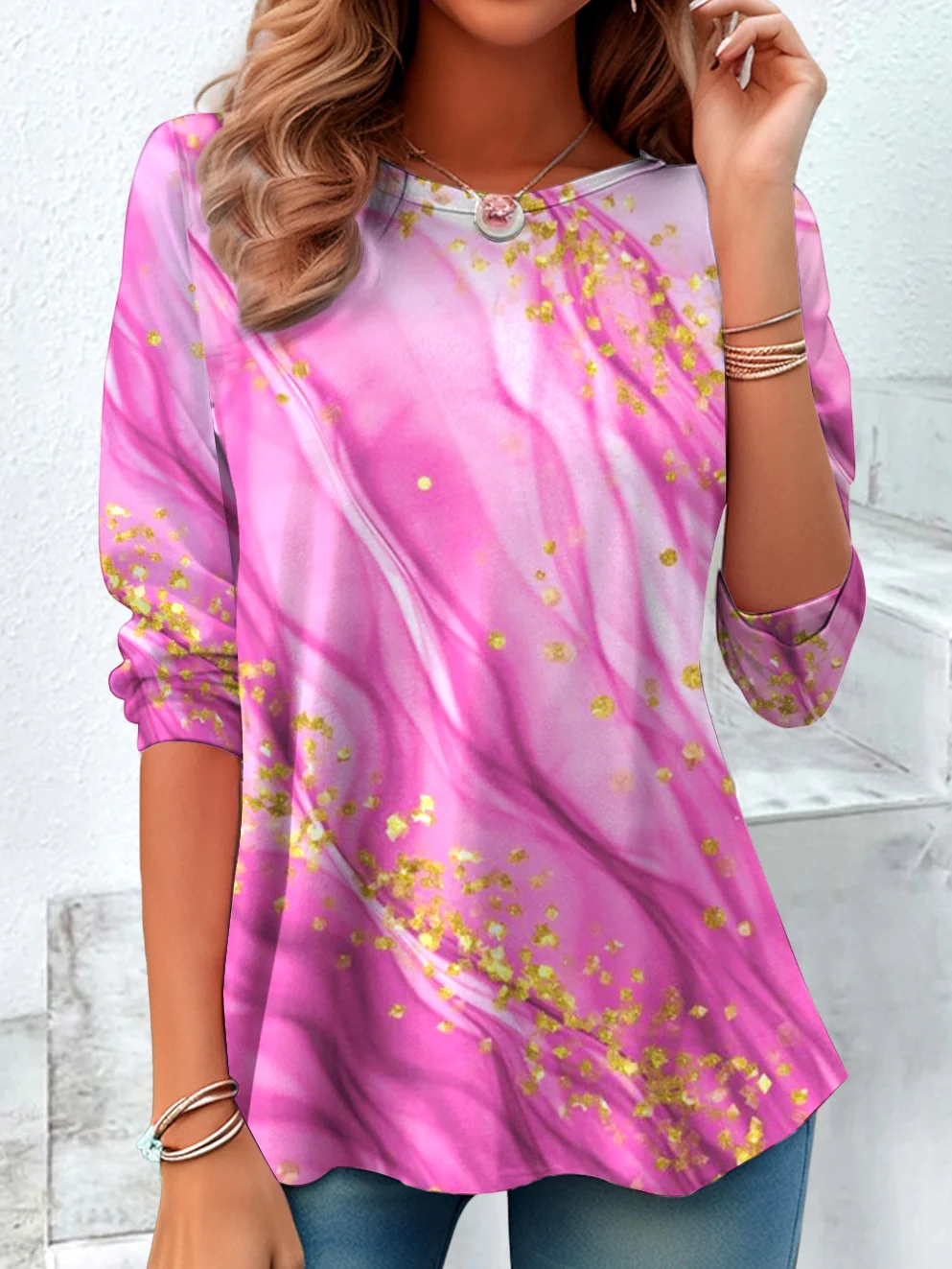 Vintage Plain Crew Neck Long Sleeve T-shirt