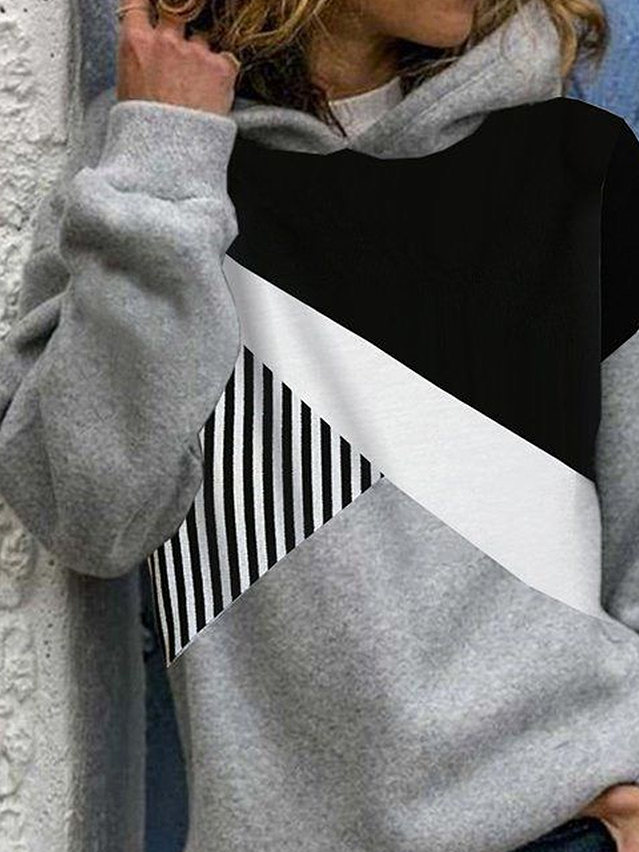 Casual Hoodie Multicolor Block Hoodie Printing