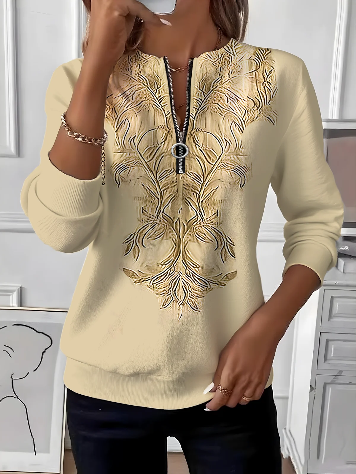 Vintage Crew Neck Ombre Sweatshirt