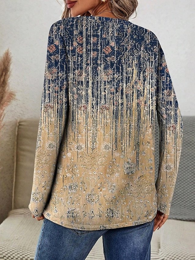 Casual Striped Crew Neck Long Sleeve T-shirt