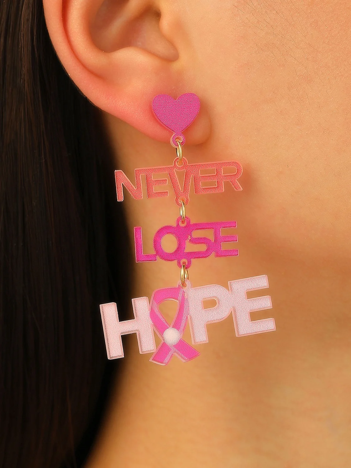 Breast Marker Real Gold Electroplated Pink Ribbon Women's Health Pearl Bracelet Necklace Set Ins Shambhala Jewelry