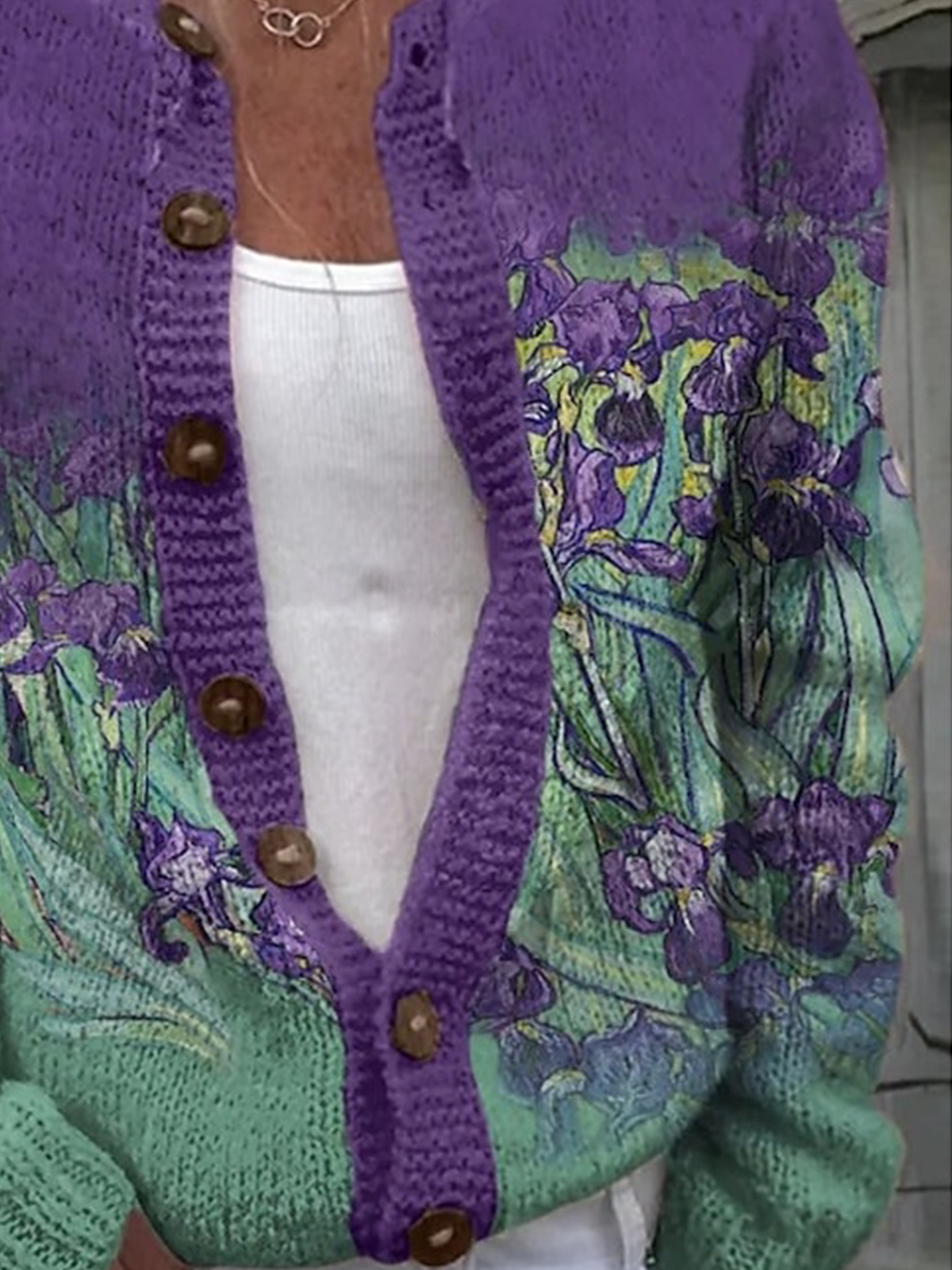 Women Wool/Knitting Floral Long Sleeve Comfy Casual Cardigan