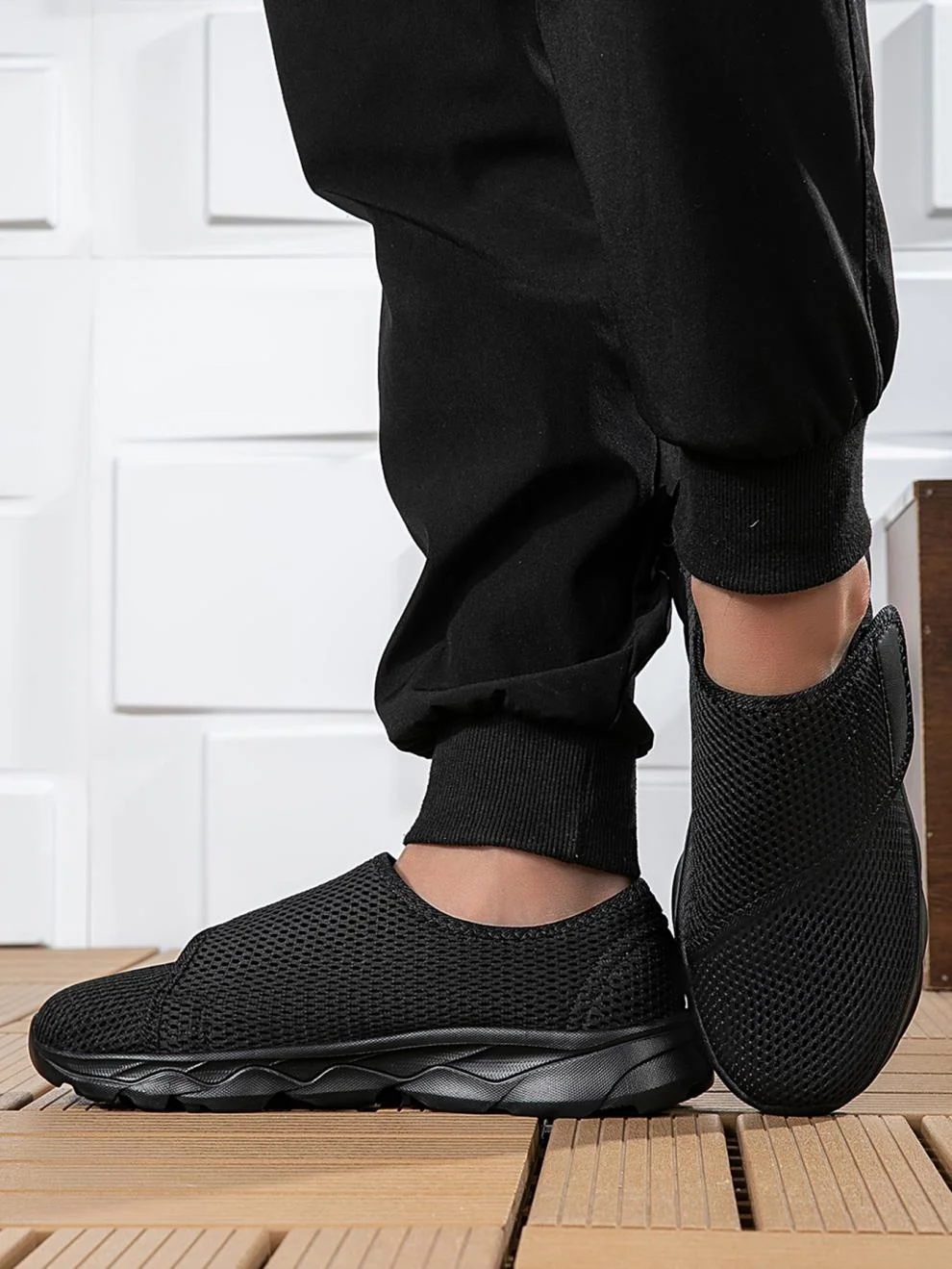 Casual Plain Hook And Loop Low Heel Fly Woven Shoes Split Joint