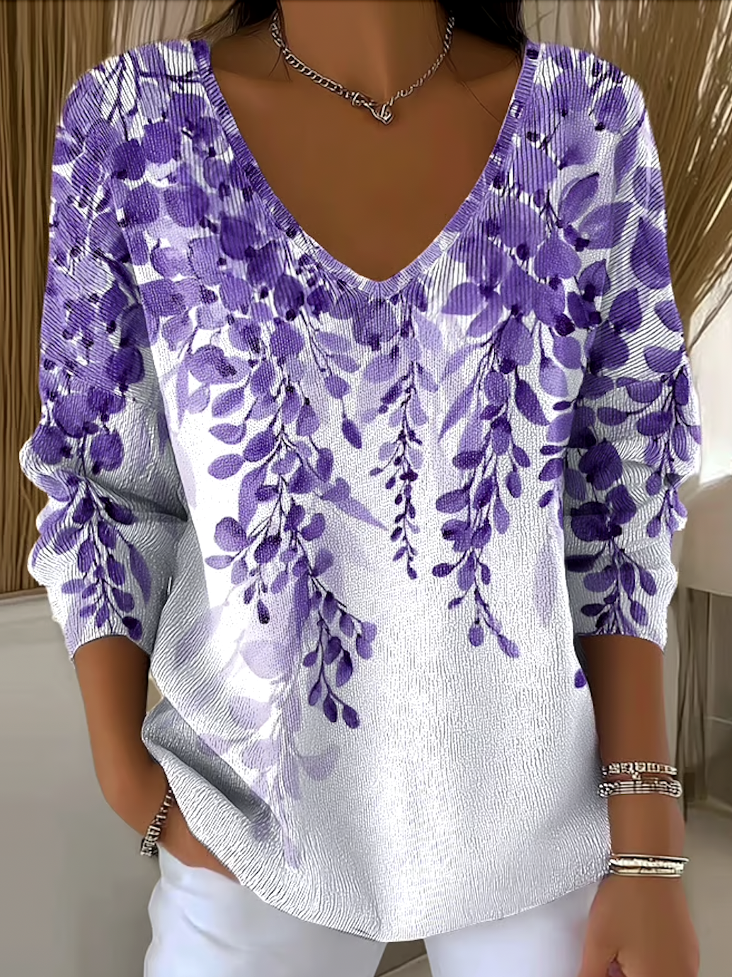 Women Cotton Ombre Long Sleeve Comfy Casual Sweater