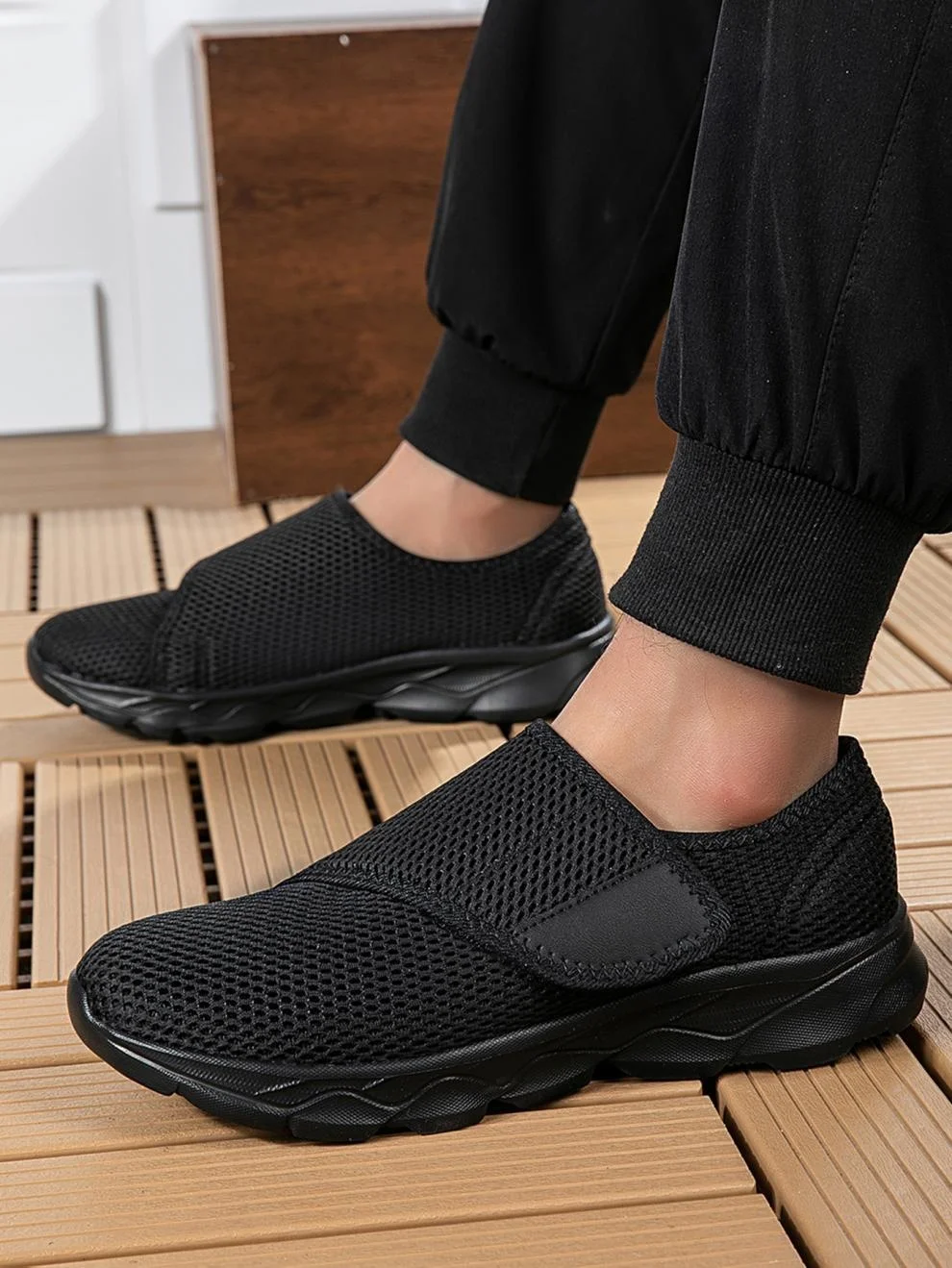 Casual Plain Hook And Loop Low Heel Fly Woven Shoes Split Joint