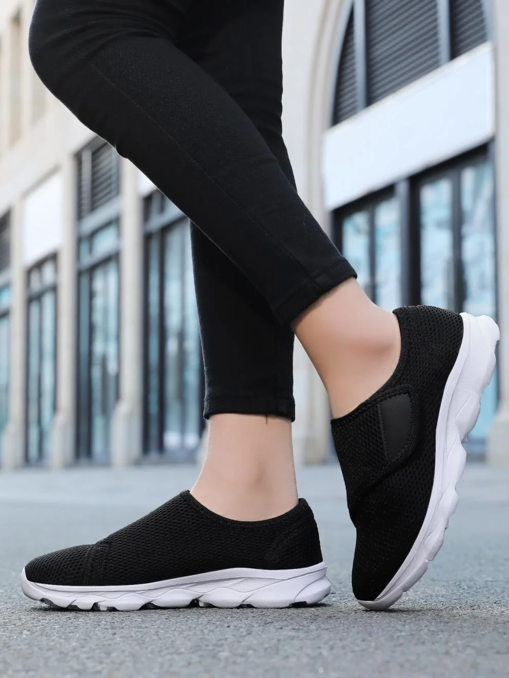 Casual Plain Hook And Loop Low Heel Fly Woven Shoes Split Joint