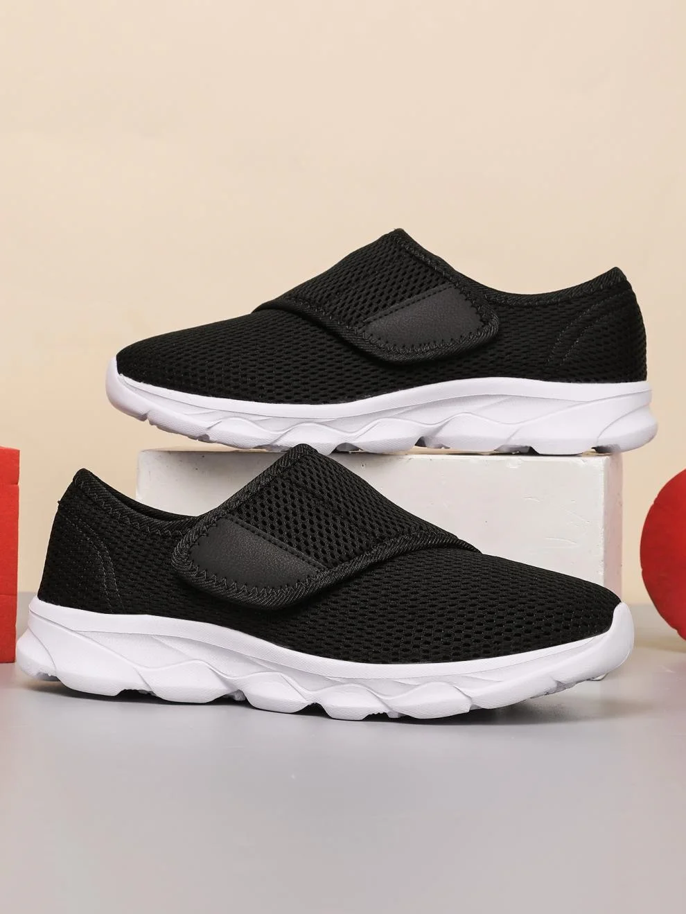 Casual Plain Hook And Loop Low Heel Fly Woven Shoes Split Joint