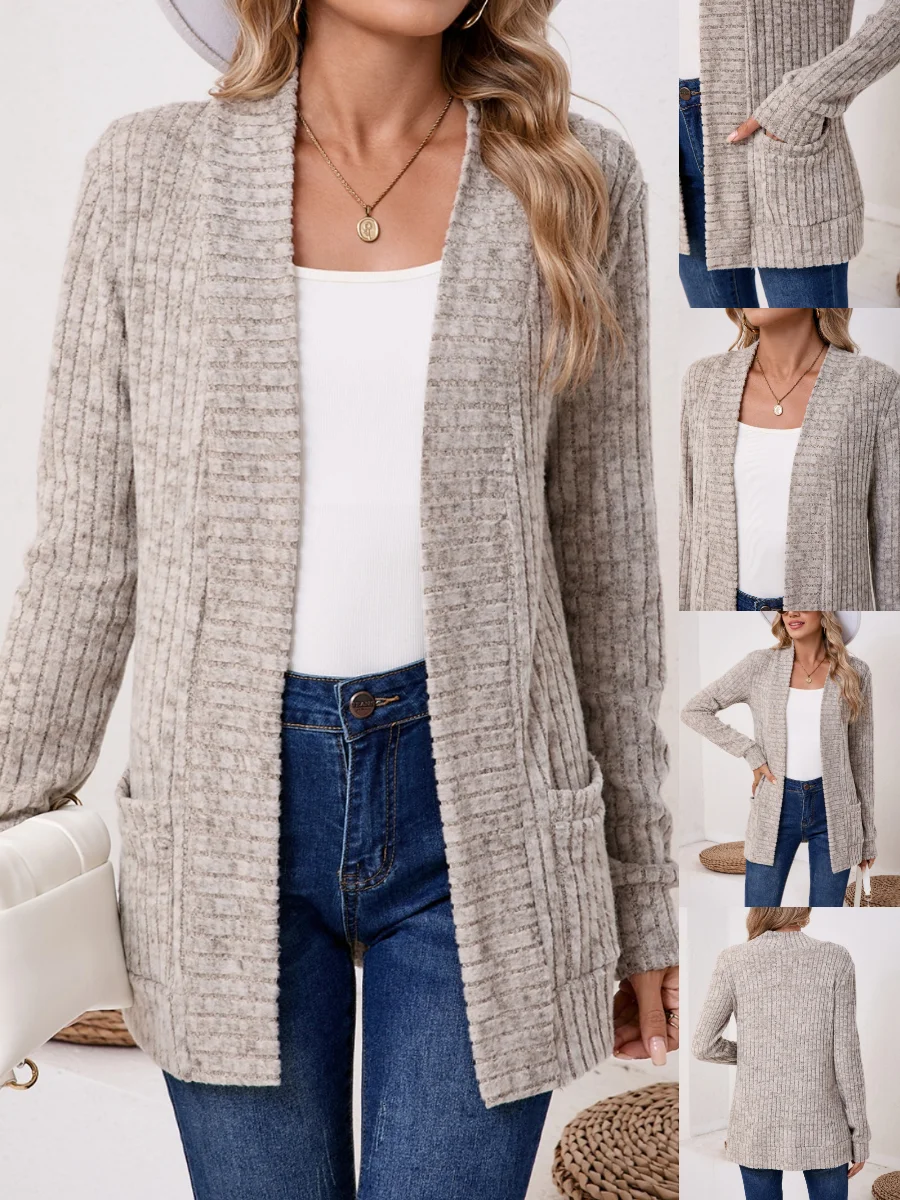 Women Spring/Fall Outerwear Vintage Split Joint Plain Long Sleeve Jacket