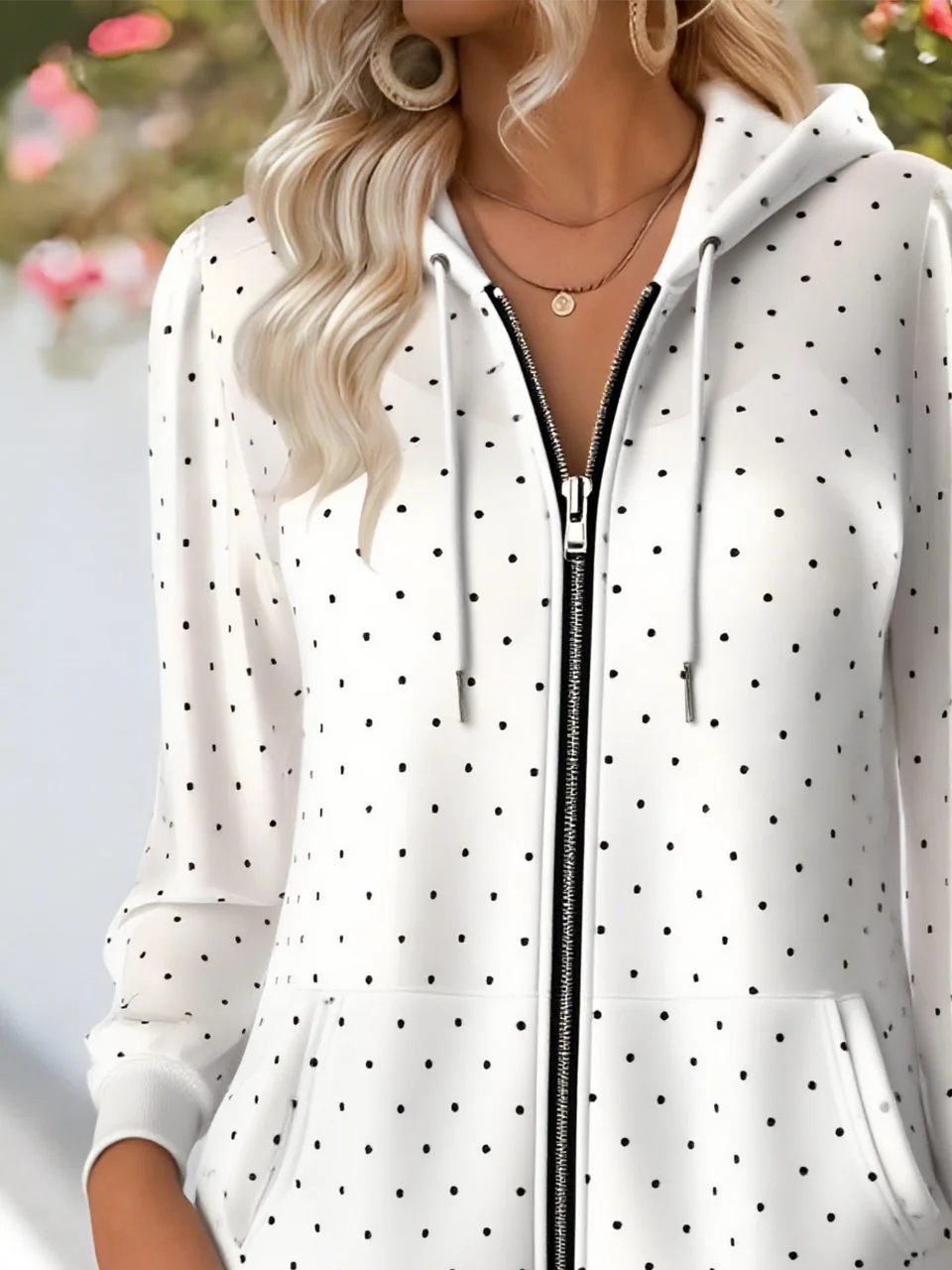 Vintage Hoodie Polka Dots Hoodie