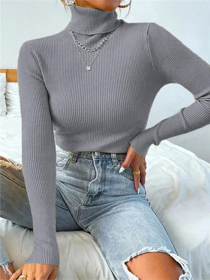 Light Luxury High-End Sweater Autumn And Winter Pile Collar Base Sweater Slim Fit Thick Base Sweater