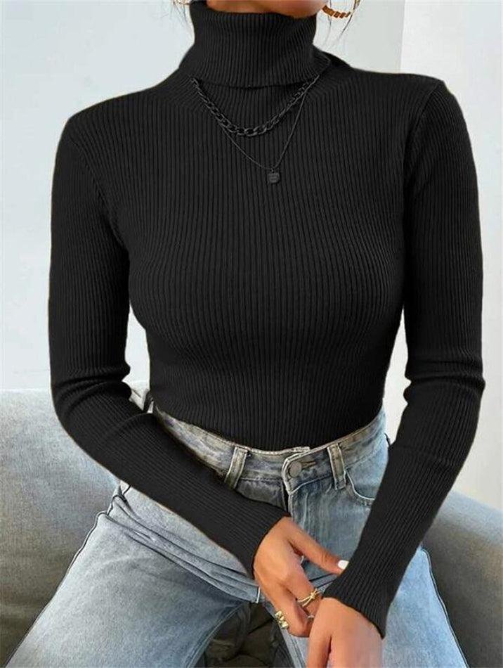 Light Luxury High-End Sweater Autumn And Winter Pile Collar Base Sweater Slim Fit Thick Base Sweater