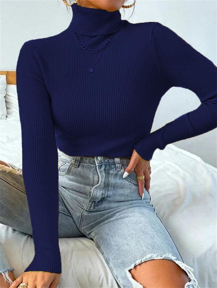 Light Luxury High-End Sweater Autumn And Winter Pile Collar Base Sweater Slim Fit Thick Base Sweater