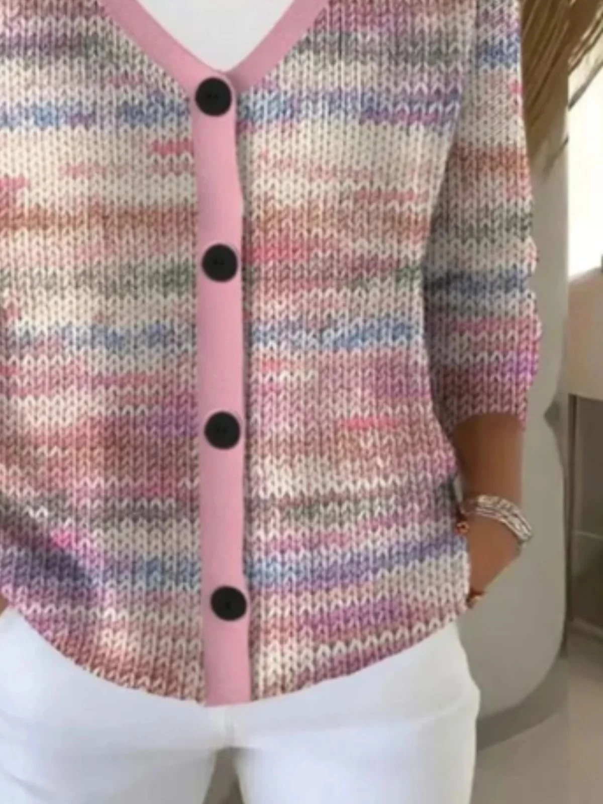 Women Cotton Ombre Long Sleeve Comfy Casual Cardigan