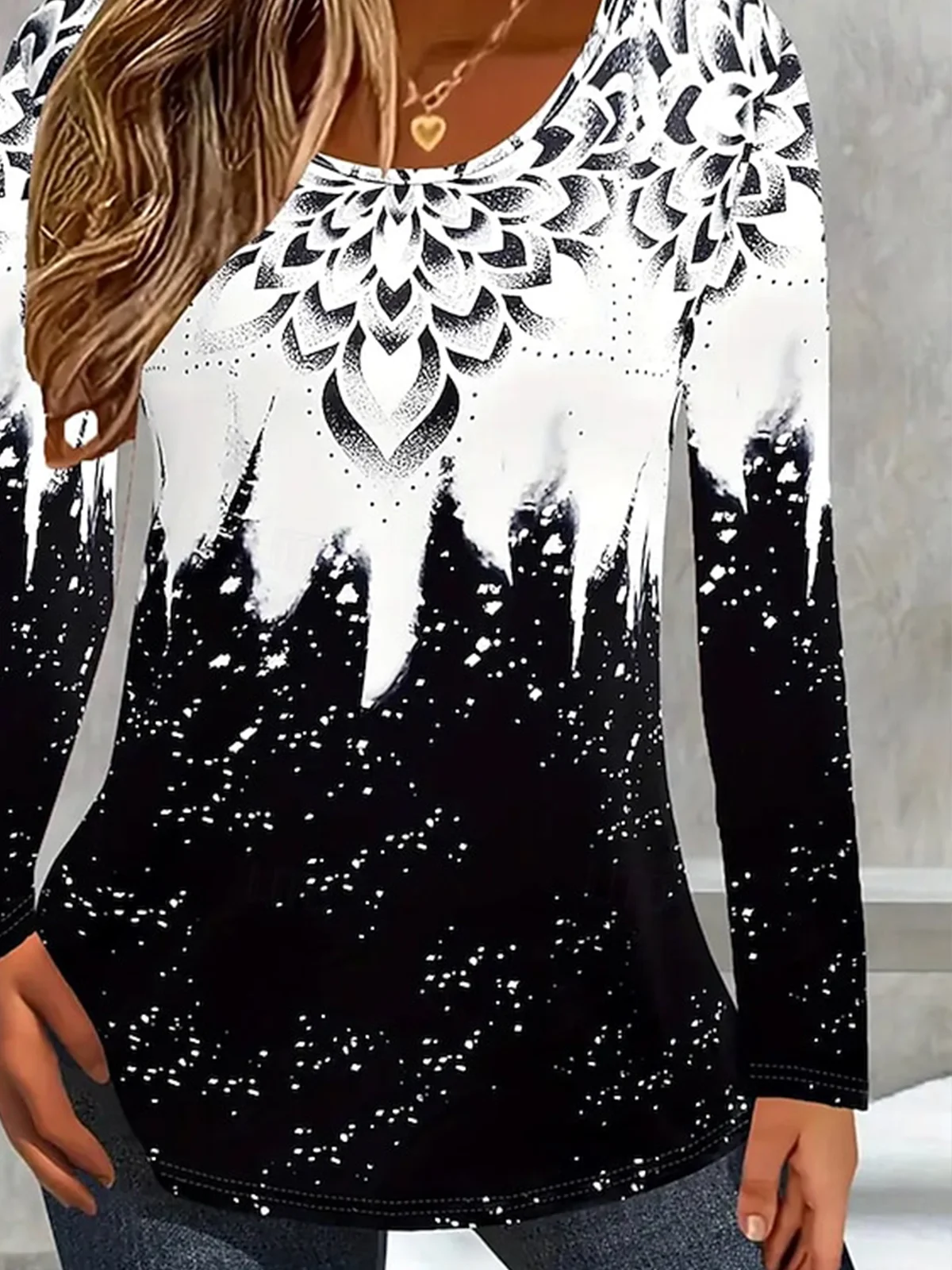 Casual Floral Crew Neck Long Sleeve T-shirt