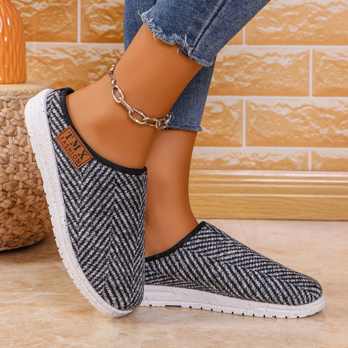 Casual Color Block Slip On Flat Heel Loafers