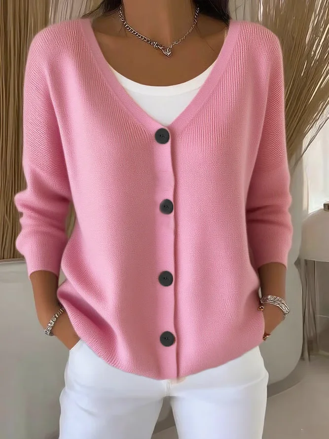 Women Plain Long Sleeve Comfy Casual Cardigan