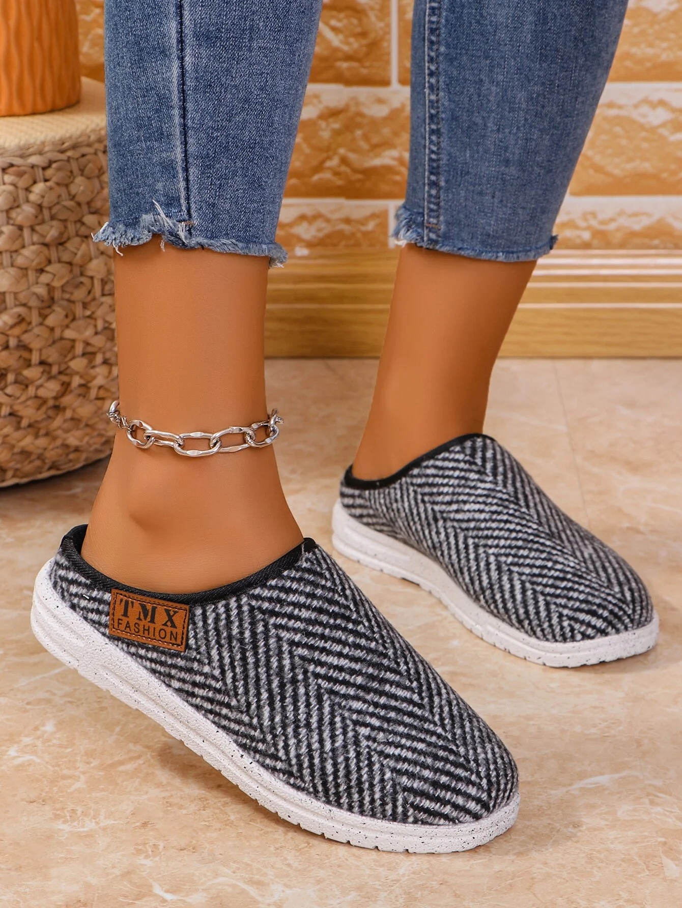 Casual Color Block Slip On Flat Heel Loafers