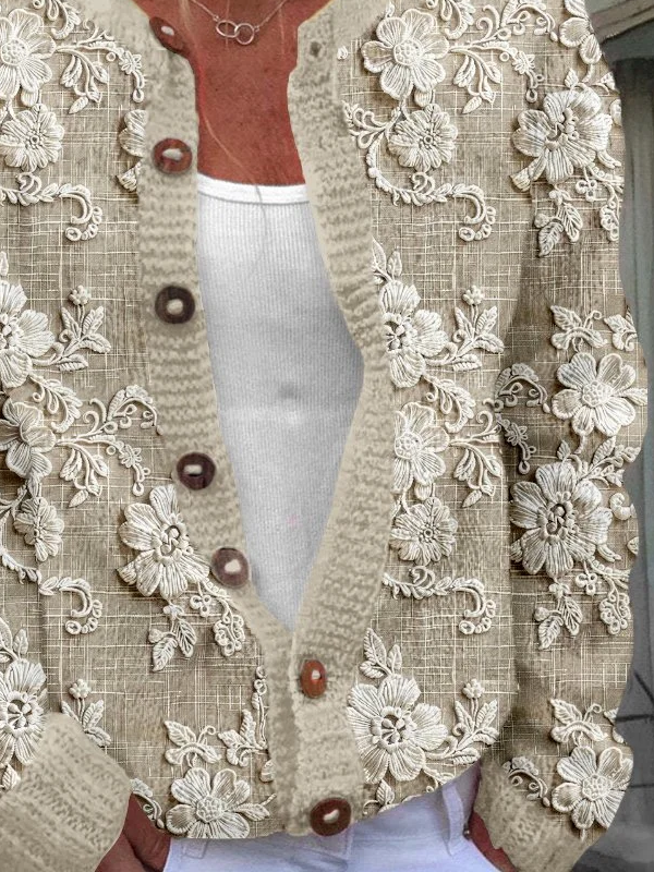 Women Floral Long Sleeve Comfy Casual Printing Cardigan