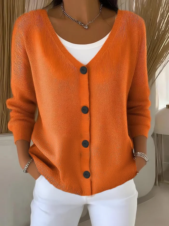 Women Plain Long Sleeve Comfy Casual Cardigan
