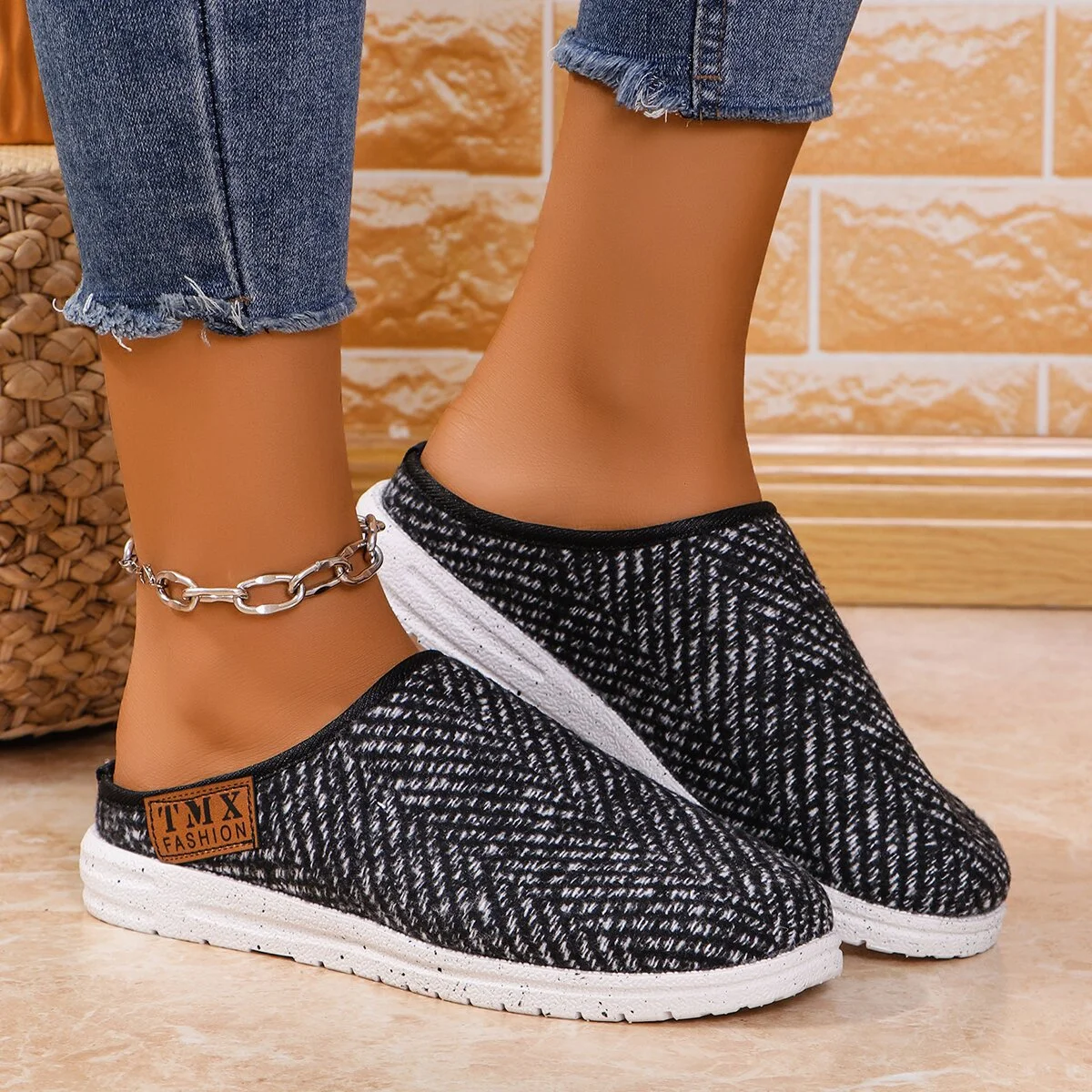 Casual Color Block Slip On Flat Heel Loafers